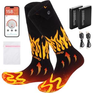 CAMULAND Heated Socks with Smart App Control & 10000mAh Battery,  M