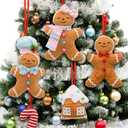 CRCZK Christmas Tree Decor 8Pcs Gingerbread Ornaments, Gingerbread Christmas Decorations for Home,Gingerbread Decor Plush,Candy Cane Ornaments, Village House Xmas Decor for Wreath