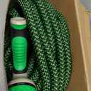 PowerFlow Garden Hose, NON-EXPANDABLE 50 Feet Premium Quality Stainless Steel Metal Water Hose with Durable Fabric Skin, Hose For Commercial, Residential Use, Bonus 10-way Spray Nozzle (50 Ft, Green)