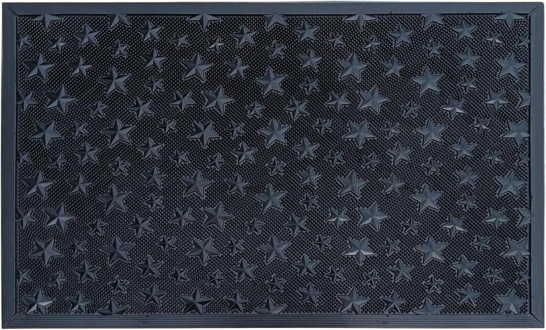A1HC All Weather Rubber Door Mat, Dirt Grabber Durable Welcome Doormat, Low Profile Entryway Mats for Home Front or Back Entrance, 24X36 (Barn Stars Black)