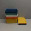 Plastic Storage Basket with Lids 10 Pack Stackable Black Storage Bins Containers with Lid, Decorative Storage Boxes for Organizing Shelves, Drawers, Playroom, Classroom, Office, Closet