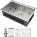 Lordear 33 Inch Drop In Kitchen Sink 33x22 Stainless Steel Topmount Sinks 16 Gauge T304 Single Bowl Kitchen Sink With 3mm Thickened Plate Round Corners