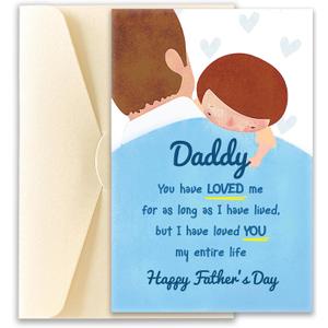 9 x POMELION Father's Day Card for Dad, Husband from Daughter, Son, Kids - Great Fathers Day Gift From Children - Unique Card Present to Daddy, Bonus Dad, Father-in-law - Greeting Card