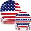 50 Pcs American Flag Patriotic Party Supplies, Red White and Blue Paper Plates, 7" & 9" Disposable Dinner Dessert Tableware Set for Veterans Election Day 4th of July Independence Day Decorations