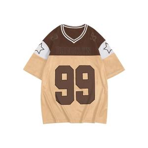 SOLY HUX Men's Short Sleeve Letter Graphic Tees Crew Neck Drop Shoulder Jersey Tee Shirt Streetwear Brown Letter Medium