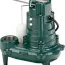 Zoeller Waste-Mate 267-0001 Sewage Pump, 1/2 HP Automatic  Heavy-Duty Submersible Sewage, Effluent or Dewatering Pump (Green)