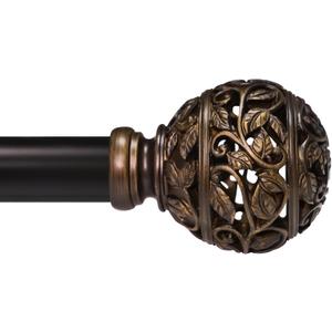 Curtain Rods For Windows 48 to 84 Inches, 1 Inch Heavy-Duty Adjustable Decorative Curtain Rods With Branches Leaves Hollow Finials For Bedrooms and Living Rooms In Farmhouses. Brown