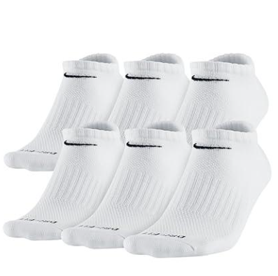 Nike Dry Fit Low Cut (6 Pairs) Unisex Athletic Socks L, White 