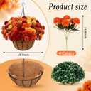 Canlierr 6 Bundle Fall Mum Artificial Flower Hanging Basket for Outdoor Porch Decor Fake Marigold Silk Orange Flower Bouquet Chrysanthemum UV Resistant Realistic Plant Autumn Home Decor (Fall Color)