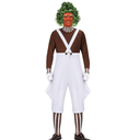 Mens Candy Chocolate Factory Worker Costume Shirt Jumpsuit Outfit with Gloves Leggings Adult Halloween Cosplay Props, L