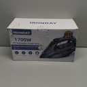 IRONDAY Steam Iron for Clothes 20s Fast Heating, 1700W Iron with 15.21oz Large Water Tank, 3Way Auto shutoff, Burst Steam, Spray Mist, AntiDrip, SelfCleaning, Vertical Ironing for Home, Blue