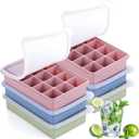 Honeydak 6 Pcs Silicone Square Ice Cube Tray Large Ice Cube Trays for Cocktails with Lid for Whiskey Coffee Drinks (8 Grids)