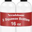 16 oz BPA Free Plastic Suqeeze Bottles with Black Disc Caps Refillable Travel Containers for Toiletries Shampoo conditioner Lotions Liquid Soap Shower Gel (2Pack, Clear)