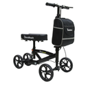 Steerable Knee Walker Deluxe Medical Scooter for Foot Injuries Compact Crutches, with Dual Rear on-Wheel Brake and Shock Absorption Under The Knee pad, Black