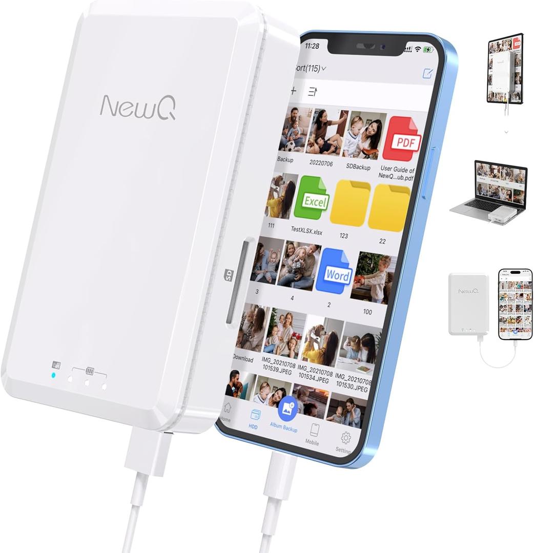 NEWQ Hard Drive for Phone Computer: 2 TB Photo Stick Portable Storage Device External HDD USB Flash for iPhone & iPad & Android Cellphone Backup Picture | Photo | Video | Data (2TB)