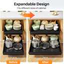 Pull out Cabinet Organizer, 1-Pack Expandable(13.6"-24") Silde out Drawers with Raising Pad for Framed Cabinets, Adjustable Full-Extension Adhesive Roll out Shelves for Kitchen Pantry Home Pot and Pan