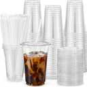 VITEVER [100 Sets - 16oz] Clear Plastic Cups with Lids and Straws, Disposable Iced Coffee Cups for Smoothie, Milkshake, Cold Drinks - BPA free