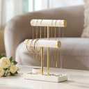 bussdis 2 Tier Bracelet Holder Display - Detachable T Bar Beige Velvet Bracelet Holder, Jewelry Holder Organizer for Bracelet, Necklace, Earrings, Rings