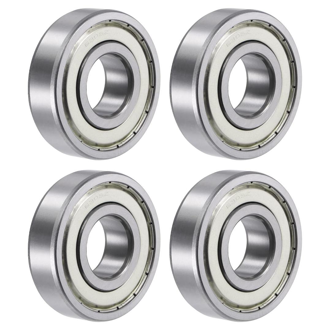 uxcell 6305ZZ Deep Groove Ball Bearings 25mm Bore 62mm OD 17mm Thick Double Shielded Chrome Steel 4pcs