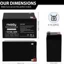 Miady 12V 12Ah Rechargeable Sealed Lead Acid Battery (2 Packs)
