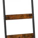 HOOBRO Blanket Ladder, 5-Tier Towel Rack with Hooks, Wall-Leaning Blanket Rack, Decorative Display Ladder Shelf, Scarves, Industrial, Living Room, Bedroom, Rustic Brown and Black BF52CJ01 (17.3"L x 63"W)