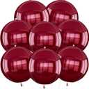 TONIFUL 8Pcs 22inch Large Wine Red 4D Giant Round Foil Balloon 4D Metallic Mylar Sephere Balloons for Christmas New Year Birthday Party Graduation Wedding Bridal Shower Decoration Supplies