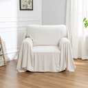 MEETSKY Chair Cover Cat Scratch Proof Recliner Chair Covers, Oversized Armchair Sofa Covers Washable Sofa Slipcover for Single Couch, Soft Small Couch Slipcover for Pets Dogs, 71" x 91", Creamy White