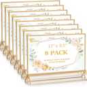 EHWINE 8 Pack Acrylic Sign Holder 8.5 x 11 Horizontal, Double-Sided Stand up Table Top Sign Holders, Gold Acrylic Picture Frame Menu Flyer Paper Holder Display Stand for Office Business Store Wedding Party