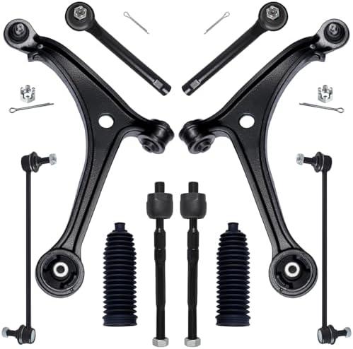 KEYOOG 10Pcs Front Lower Control Arm Kit w/Ball Joint Fit For 2005-2008 2009 2010 Ho-nda Odyssey, Outer Inner Tie Rod End, Sway Bar Link, Boots (OE# K620505 K620504 K750304 EV800226 ES800224)
