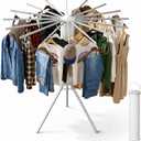 Clothes Drying Rack Foldable, Portable Laundry Drying Rack for Clothes with 16 Aluminum Rods & 48 Windproof Slots, Collapsible Tripod Dry Rack for Apartment, RV, Balcony