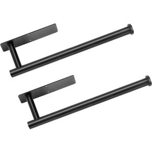 Under Cabinet Paper Towel Holder, Stainless Steel Adhesive or Drill Mount Paper Towel Holder, Wall Mount Paper Towel Holders for Kitchen or Bathroom Black2 Pack