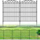 No Dig Decorative Garden Fence 6 Panel - 30in H x 11.4 ft L, Tall Animal Barrier for Dogs Rabbits, Rustproof Metal Wire Panels for Yard, Patio, and Outdoor Border Use