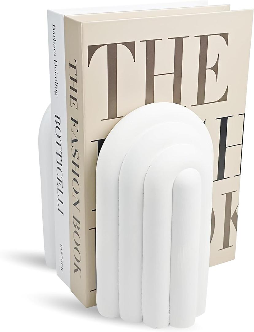 Heavy Book Ends Set of 2, Concrete Bookends for Shelves and Bookshelf Decor, Stylish and Durable Decor, Minimalist Book Ends for Shelves, Perfect for Home and Office (Arch 1)