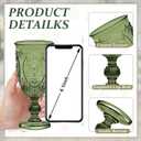 Wiwiqing 24 Pcs Plastic Goblets 7.5oz Vintage Goblet Plastic Wine Glasses Colored Retro Embossed Water Goblets for Wine Bar Juice Baby Shower Wedding Reception Grand Event Party (Olive Green)