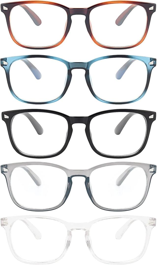 MIGSIR Blue Light Blocking Glasses for Computer Gaming, Fashion Fake Helps Reduce Screen Fatigue Eyeglasses for Women Men (A2 5 Pack Mix)