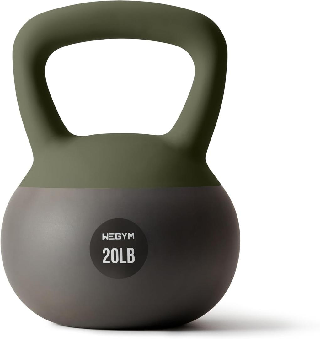 Soft Kettlebells with Cushioned Impact-Resistant Base and Anti-Slip, Wide-Grip Handle for Home Workouts, Weightlifting, and Full Body Strength Training (20 Lb)