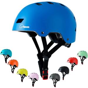 Bike Skateboard Helmet, Adjustable and Multi-Sport for Skate Scooter, 3 Sizes for Adult Youth Kids Toddler (Large, Blue)