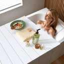 Bathtub Tray, Foldable Anti-dust Bathtub Cover Bath Insulation Cover, PVC Shutter Bath Lid Fit Most Tubs, Can Store Wine Glass, Books, Tablets, Cellphones (150x80x0.6cm, Light Gray)