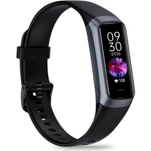 Fitness Tracker with 24/7 Heart Rate Blood Oxygen Sleep Monitor, 1.10" AMOLED Touch Screen Step Trackers Watch, IP68 Waterproof Step Counter Pedometer for Women Men (black)