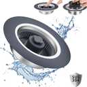 3 in 1 Kitchen Sink Drain Strainer Stopper with Basket, Plug Pop Up 304 Stainless Steel Anti-Clogging Stoppers Combo for US Standard 3-1/2 Inch Drain, Silver