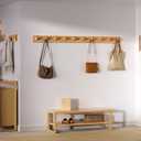 SKOLOO Wall Mounted Coat Rack 38", 10 Hooks, Bamboo, Shaker Style, Natural