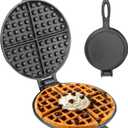 Cast Iron Waffle Maker for Stovetop or Camping Grill Two Piece Hinged Non Electric Waffle Iron Makes 7" Round Waffles