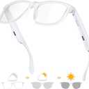 ALOUS Smart Glasses for Men and Women, Bluetooth Glasses with Open Ear Sound Mic & Speakers, Intelligent Touch, Magnetic Charging, Indoor/ Outdoor UV Protection and Voice Assistant