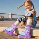 Adjustable Light up Inline Skates for Kids, Hard Shell Fitness Skates for Girls and Boys (Purple, Small - (US 9C-12C))