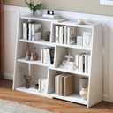 IOTXY Wooden Extendable Shelf Bookcase - 3-Tier Ladder Low Short Bookshelf for Small Space or Corner, White, S, 11.61"D x 23.62"W x 35.24"H
