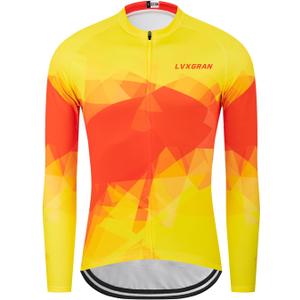 Men's Cycling Jersey Winter Thermal Fleece Long Sleeve Bike Shirts Windproof Cycling Jacket with 3 Pockets (XXL)