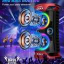 KMAG Large Party Bluetooth Speaker, 260W Peak Powerful Loud Sound with Deep Bass, 15Hr Playtime, Fast Charge, RGB Cool Light Show, TWS, Portable for Outdoor Beach, Camping, Backyard, Work, Home (Red)