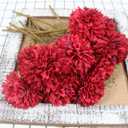 Tinsow Artificial Flowers Faux Ball Chrysanthemum Bouquet Flowers Bridal Wedding Bouquet for Home Garden Party Wedding Decoration (12, Black, Red, Orange)