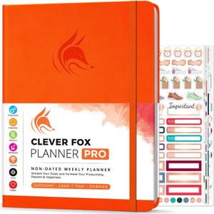 Clever Fox Planner PRO  Weekly & Monthly Life Planner to Increase Productivity, Time Management and Hit Your Goals, 8.5x11 (Orange)