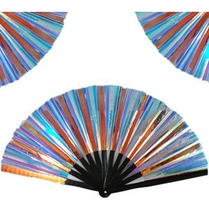 Boots on The Ground Fan,2025 New Large Holographic Folding Hand Fan Line Dance Popping Fans,Boots on The Ground Hand Fans,Folding Hands Classic Style FanBamboo Ribs Hands Held Chinese (Blue)